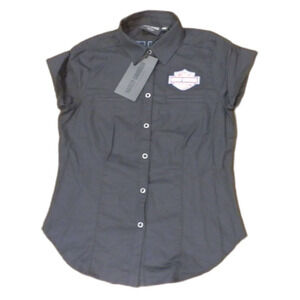 Harley-Davidson Black Woven Button Down Shirt Women's Size Medium NWT